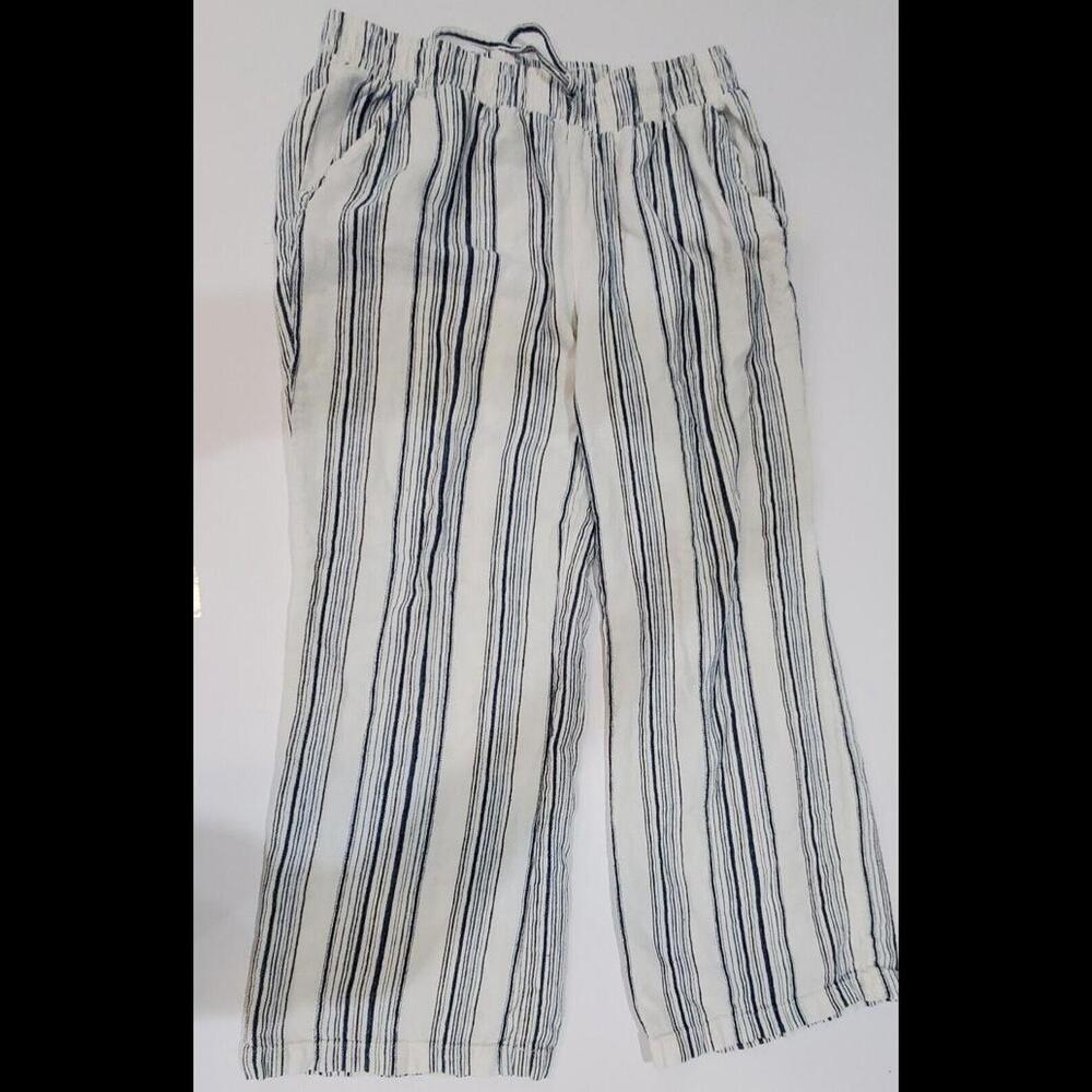 Briggs Ladies' Linen Blend Pants Size 12 High Rise, Drawstring, 28" Inseam